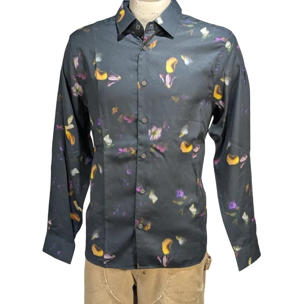 Ted Baker London Mens Blurred Floral Print Button Up Shirt Sz L (4) NWT $160